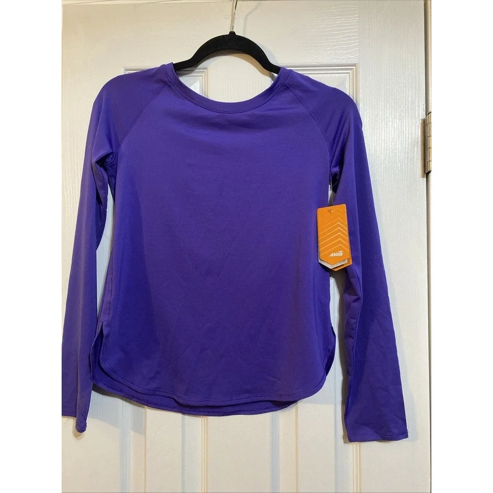 NEW AVIA GIRL Long Sleeve Rashguard LARGE 10/12 Purple NWT Purple